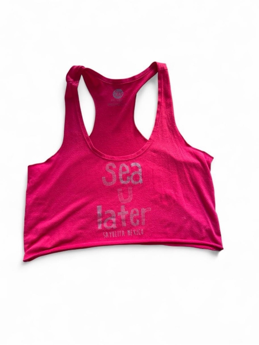 Sea U Later Pink Racerback Crop Tank